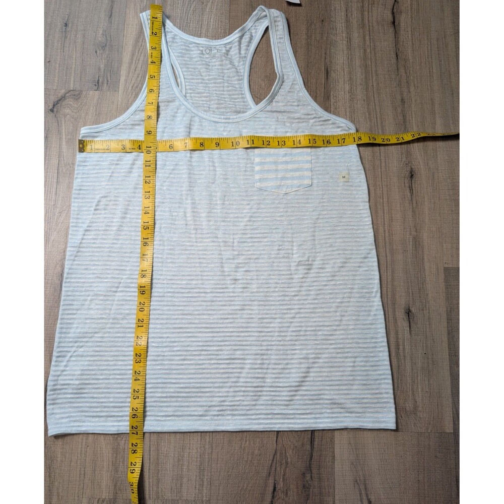 NWT Ann Taylor LOFT Size M Racerback Tank Top Stripes Linen Blend Sheer $29.50 - Picture 8 of 8